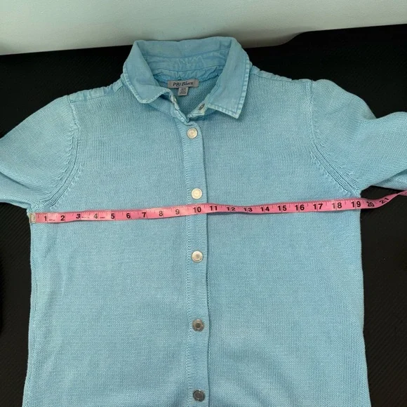 PBJ Blues Ramie Cotton Sweater Cardigan Dress M Light Blue Button Front - Picture 8 of 14